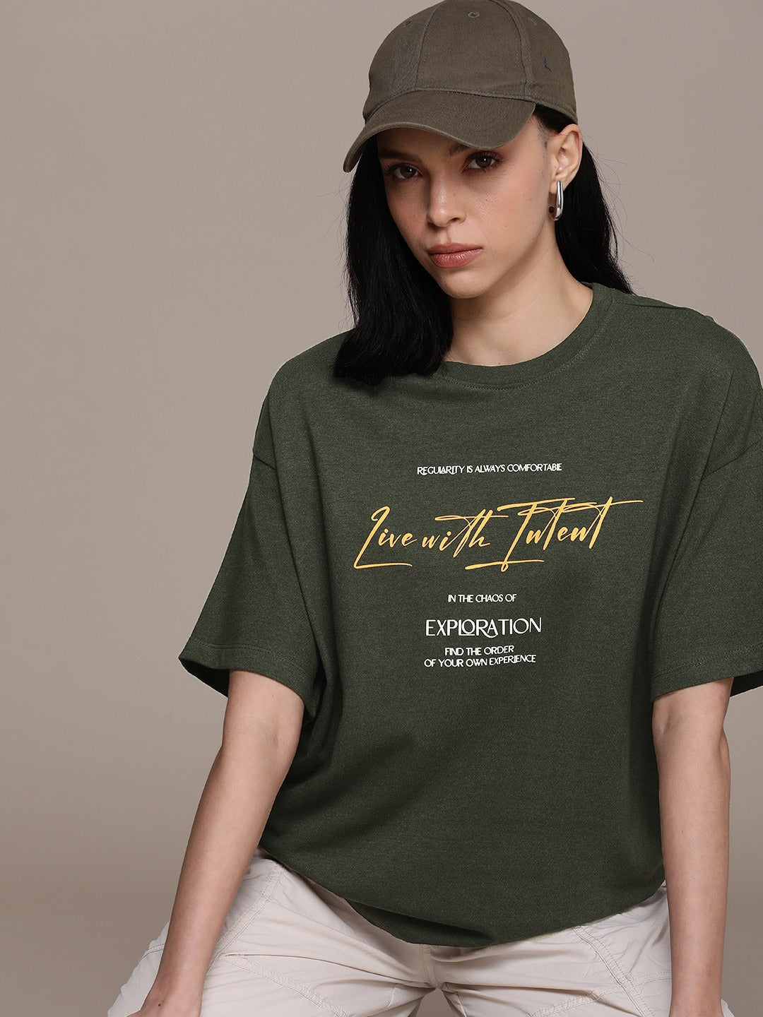 The Life Co. Typography Printed Oversized T-Shirt with Drop-Shoulder Sleeves for Men & Women in Pakistan