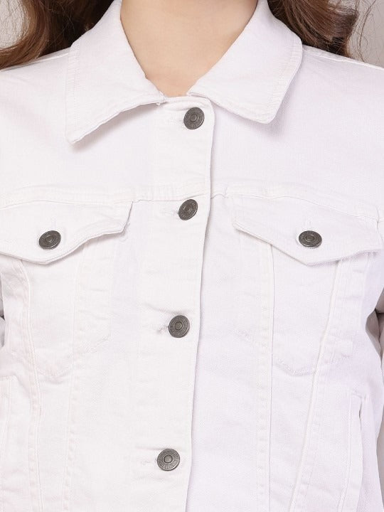 Spread Collar Cotton Crop Denim Jacket – Trendy Short-Length Outerwear for Women in Pakistan | HB INDUSTRIES