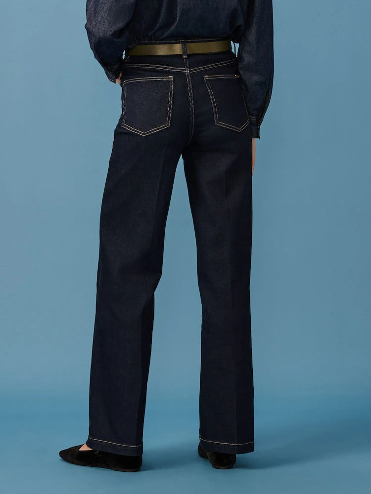 Women Rinse Blue Wide Leg Jeans – High Waist Loose Fit Denim for Everyday Wear in Pakistan | HB INDUSTRIES