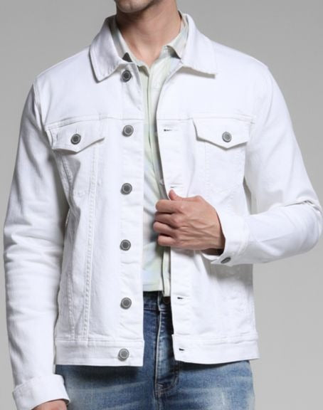 Men Spread Collar Solid Cotton Casual Denim Jacket by HB INDUSTRIES – Breathable Style for Pakistani Weather