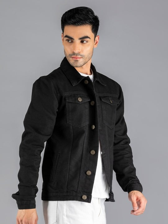 Men Black Lightweight Outdoor Denim Jacket – Stylish, All-Season Outerwear for Pakistan | HB INDUSTRIES
