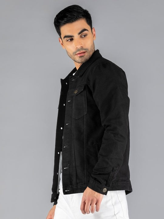 Men Black Lightweight Outdoor Denim Jacket – Stylish, All-Season Outerwear for Pakistan | HB INDUSTRIES