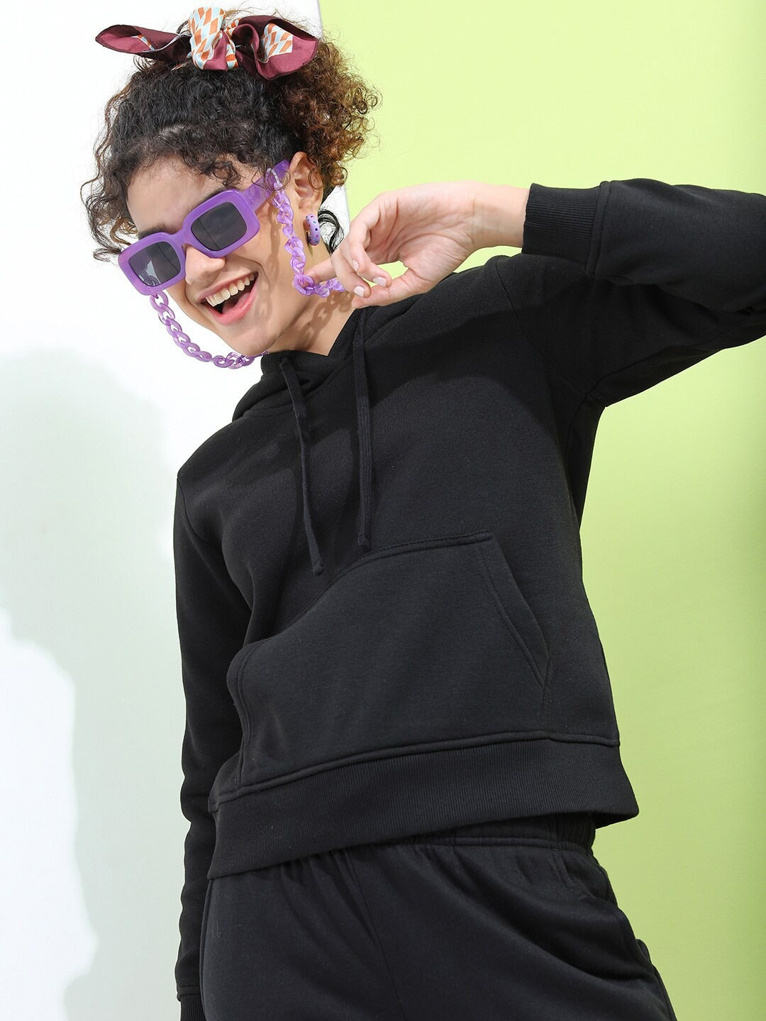 Women Solid Cotton HER Relaxed Fit Hoodie — Soft Brushed Fleece Pullover with Kangaroo Pocket | HB INDUSTRIES Pakistan