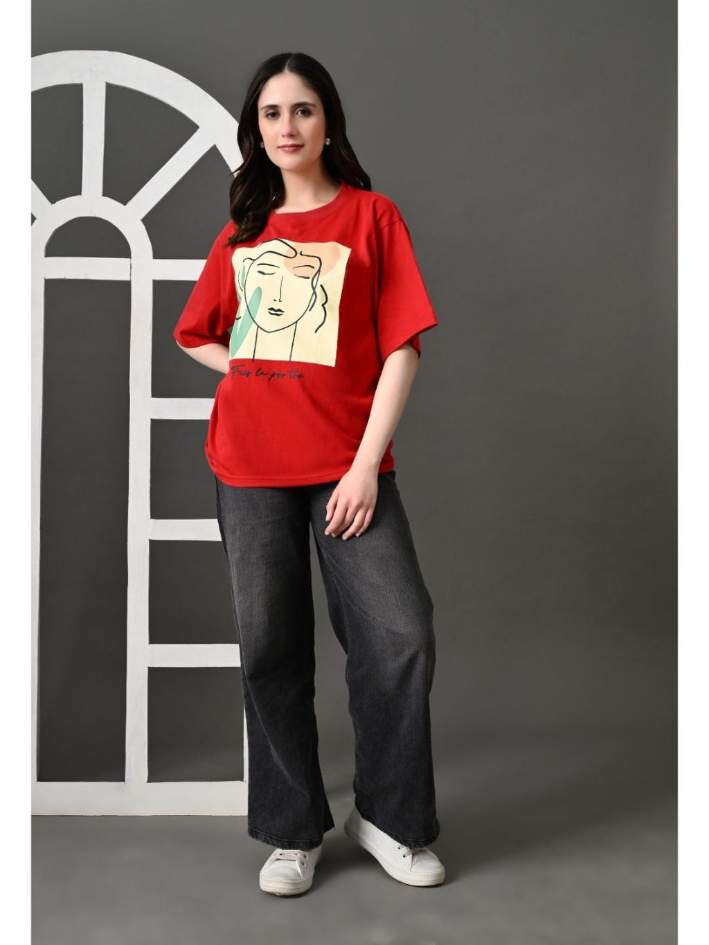 Women Bio Finish Graphic Printed Round Neck Cotton Oversized T-Shirt – Stylish Casual Pakistan