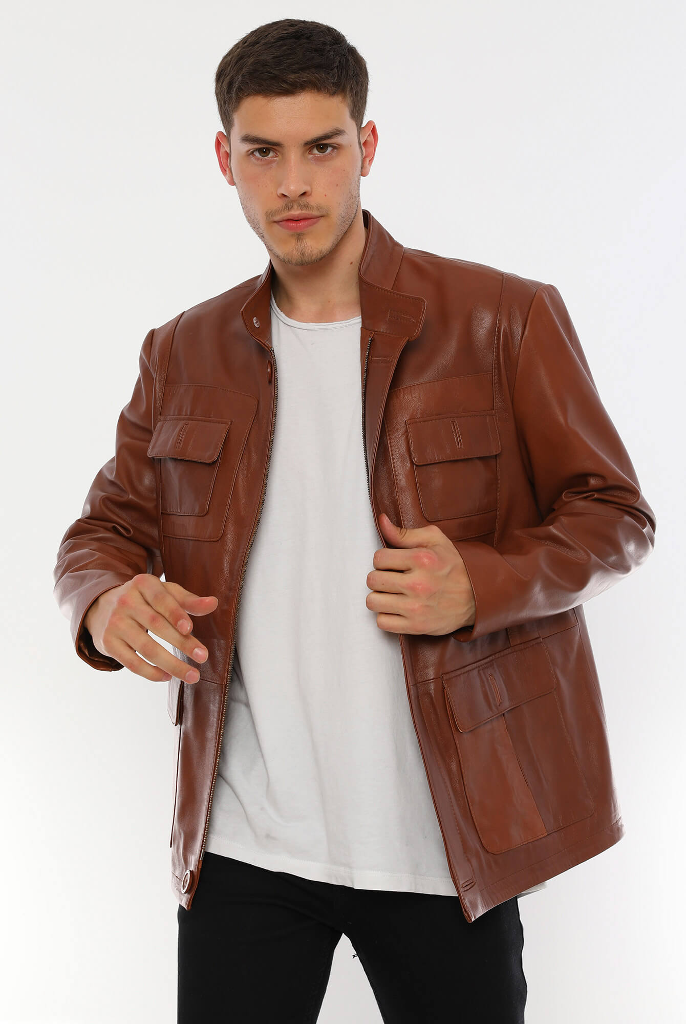 Bernard Tan Leather Jacket For Men