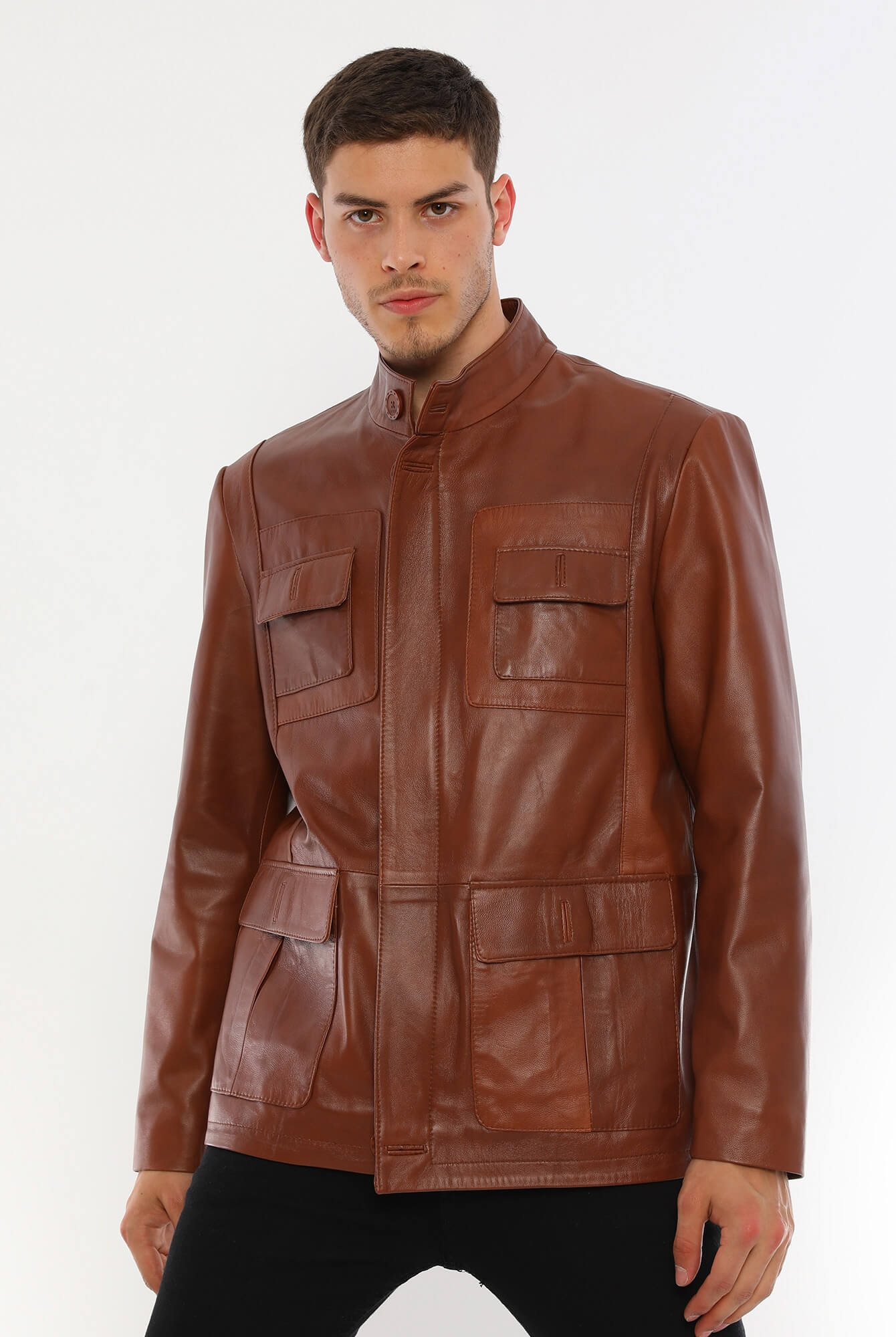 Bernard Tan Leather Jacket For Men