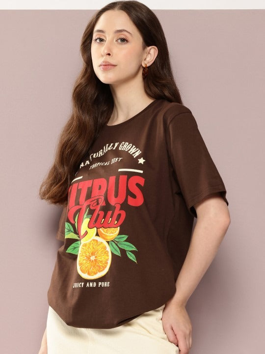 Women Oversized Typography Printed Pure Cotton T-Shirt – Trendy Casual Pakistan