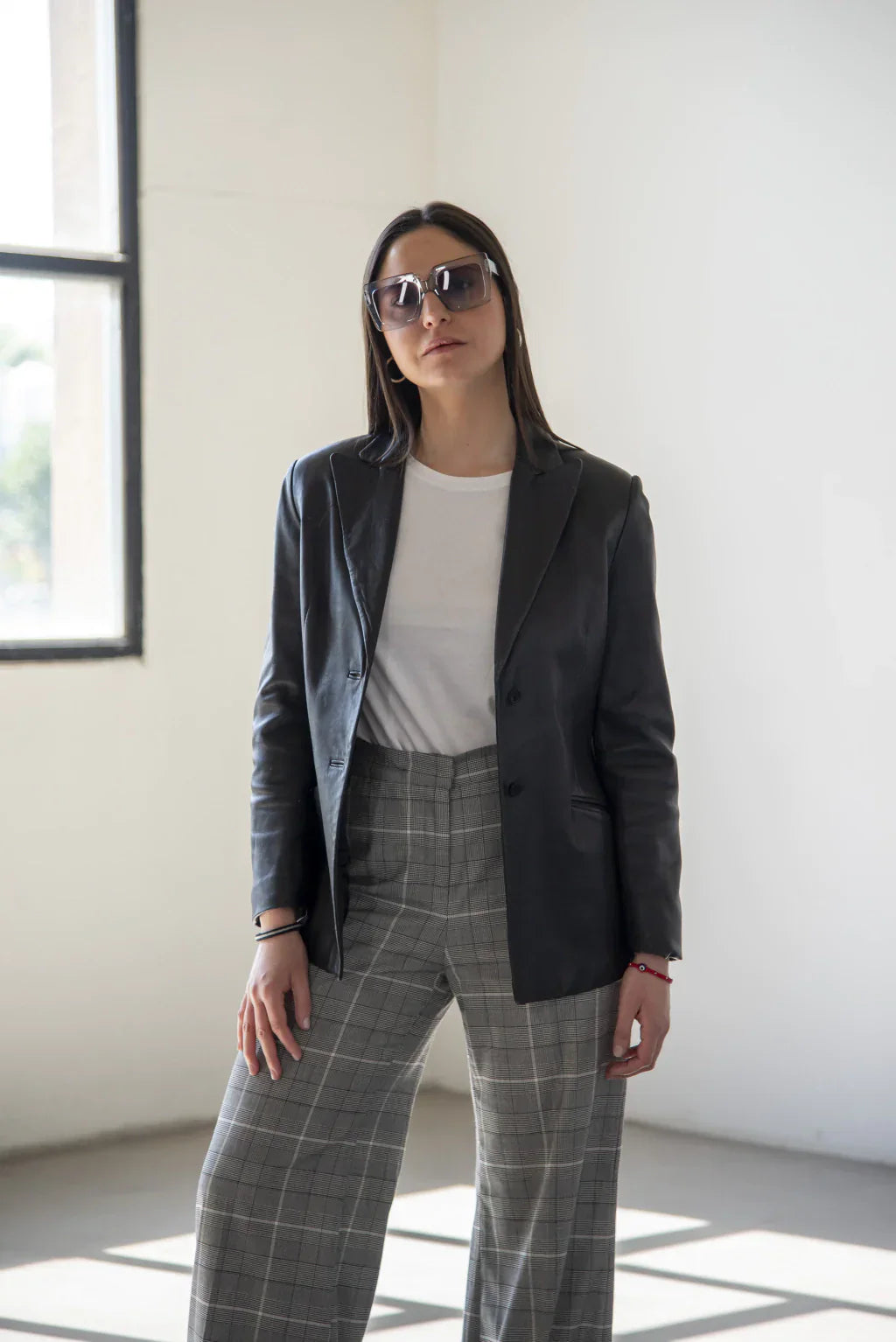 Black Leather Blazer For Women