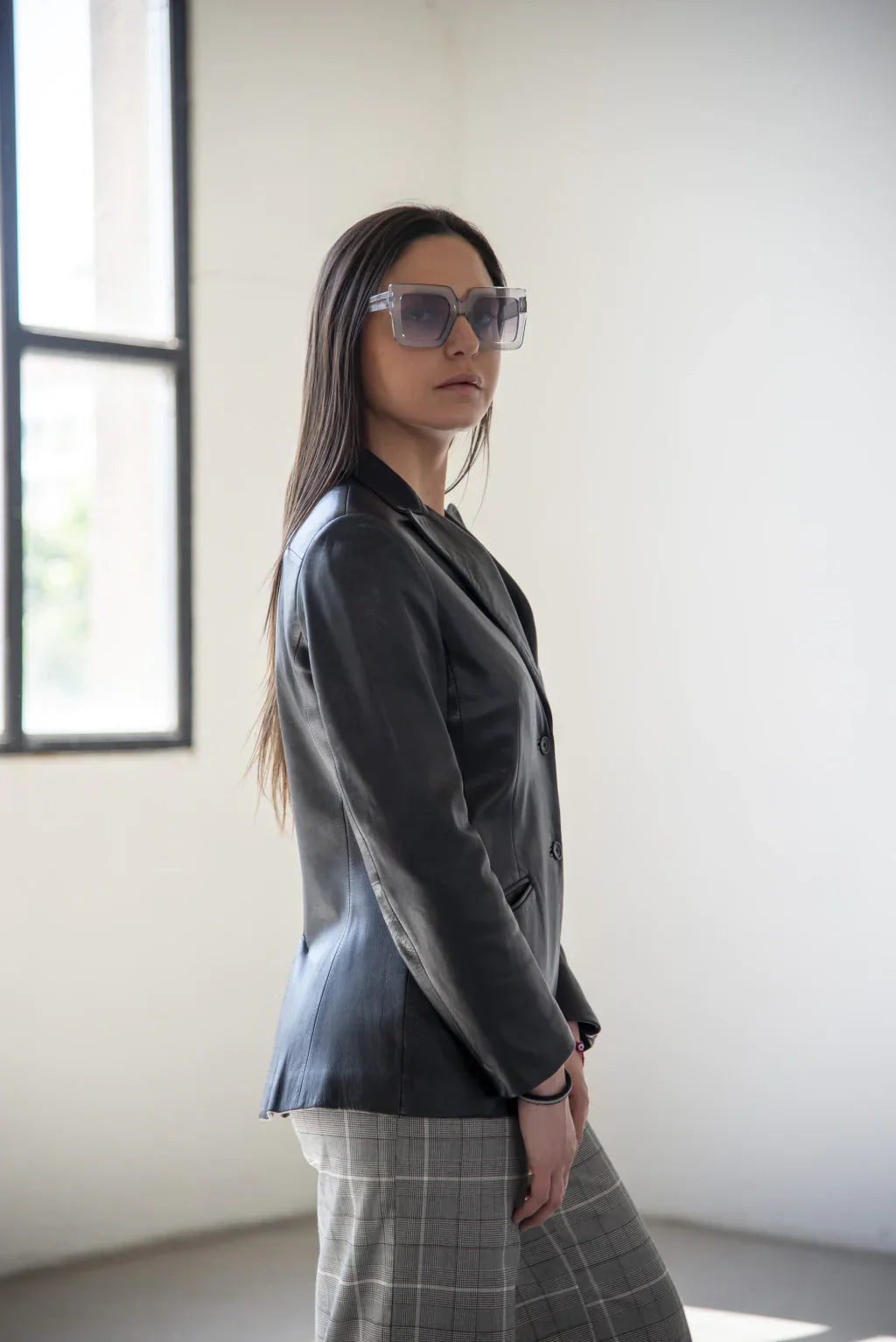 Black Leather Blazer For Women