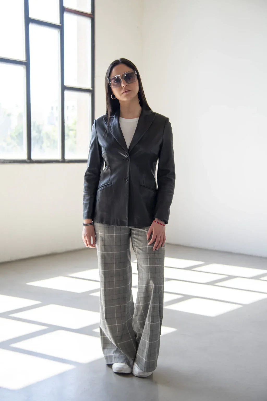 Black Leather Blazer For Women