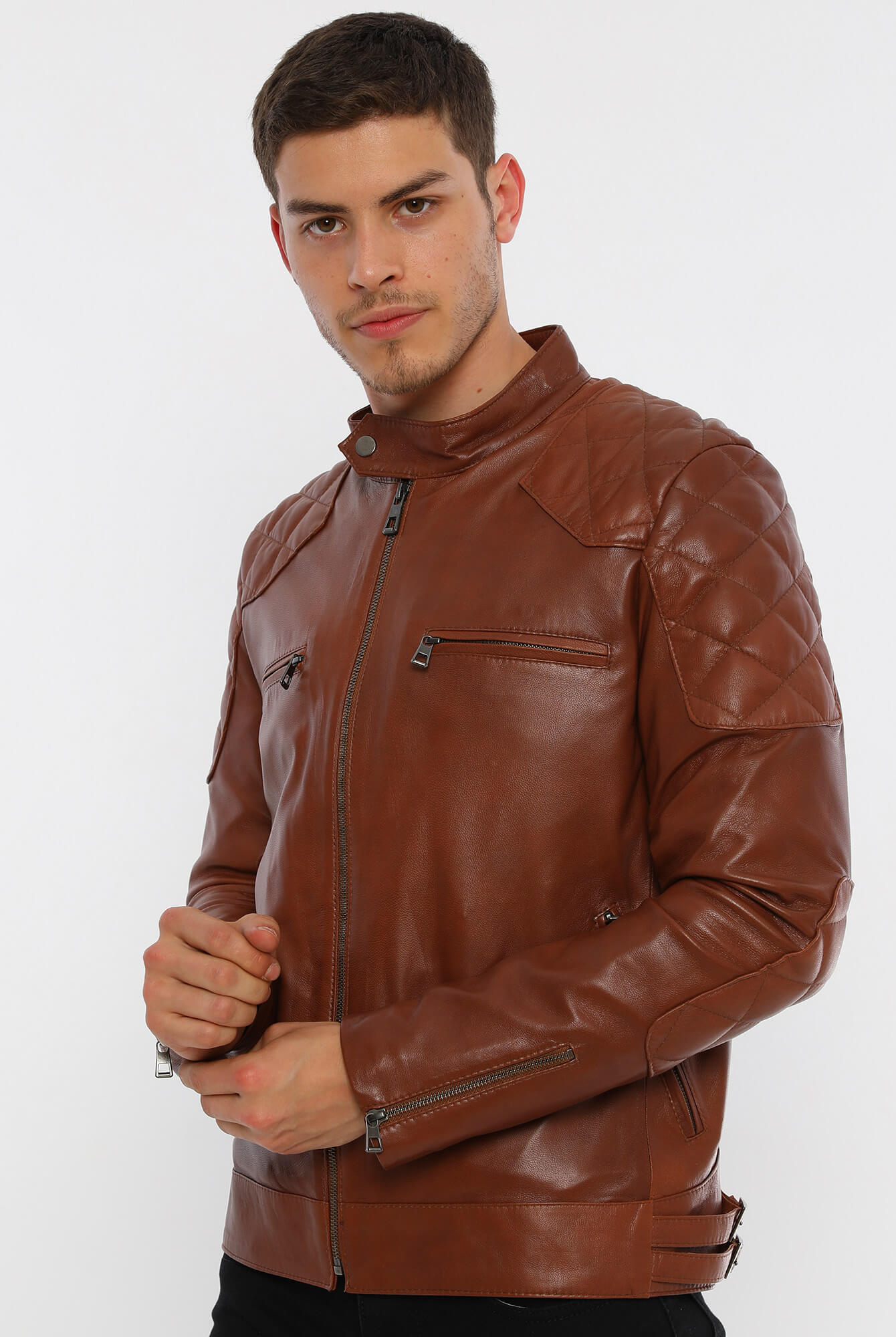 Bruno Tan Leather Jacket For Men