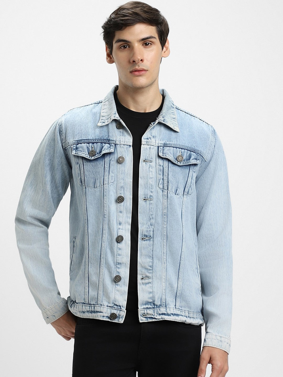 Washed Spread Collar Long Sleeves Denim Jacket for Men – Trendy, Breathable Outerwear for Pakistan | HB INDUSTRIES