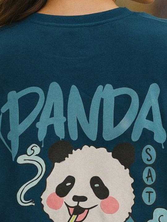 Women Graphic Printed Round Neck Cotton Oversized T-Shirt – Trendy Casual Pakistan