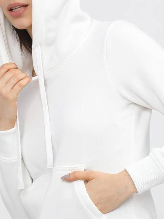 Women Hooded White Hoodie — Classic White Cotton Pullover with Kangaroo Pocket | HB INDUSTRIES Pakistan