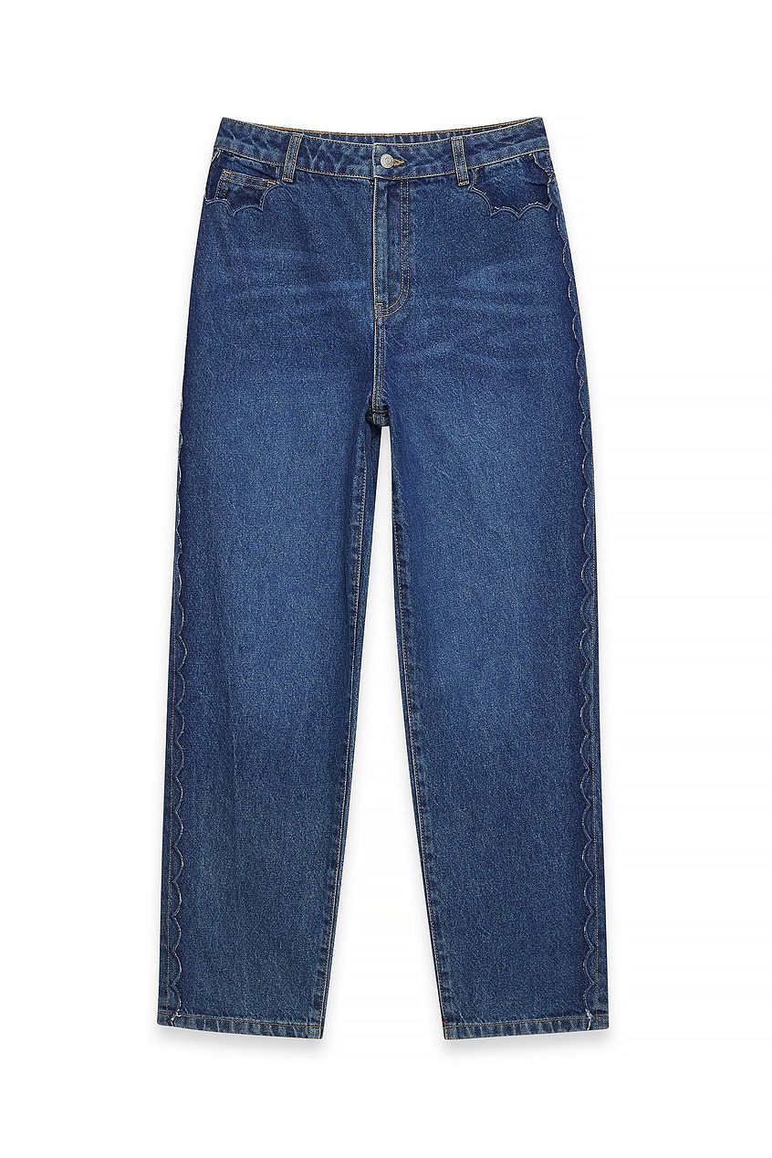 Women Cropped Scallop Detail Denim Jeans – Stylish Cropped Hem with Scalloped Edge | HB INDUSTRIES