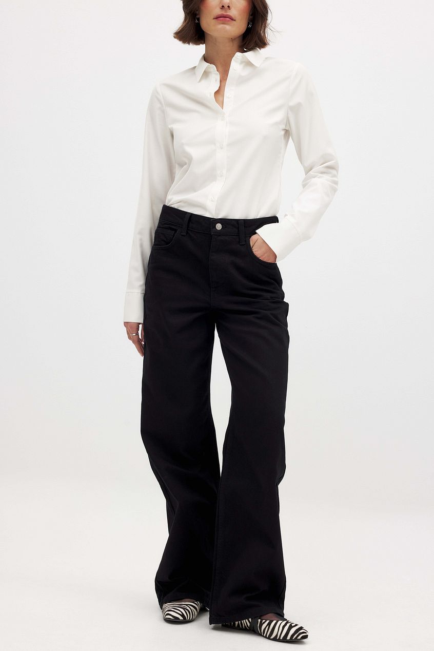 Women Mid Waist Straight Denim Jeans – Mid-Rise Straight Fit, Comfortable Everyday Denim | DOCACCA