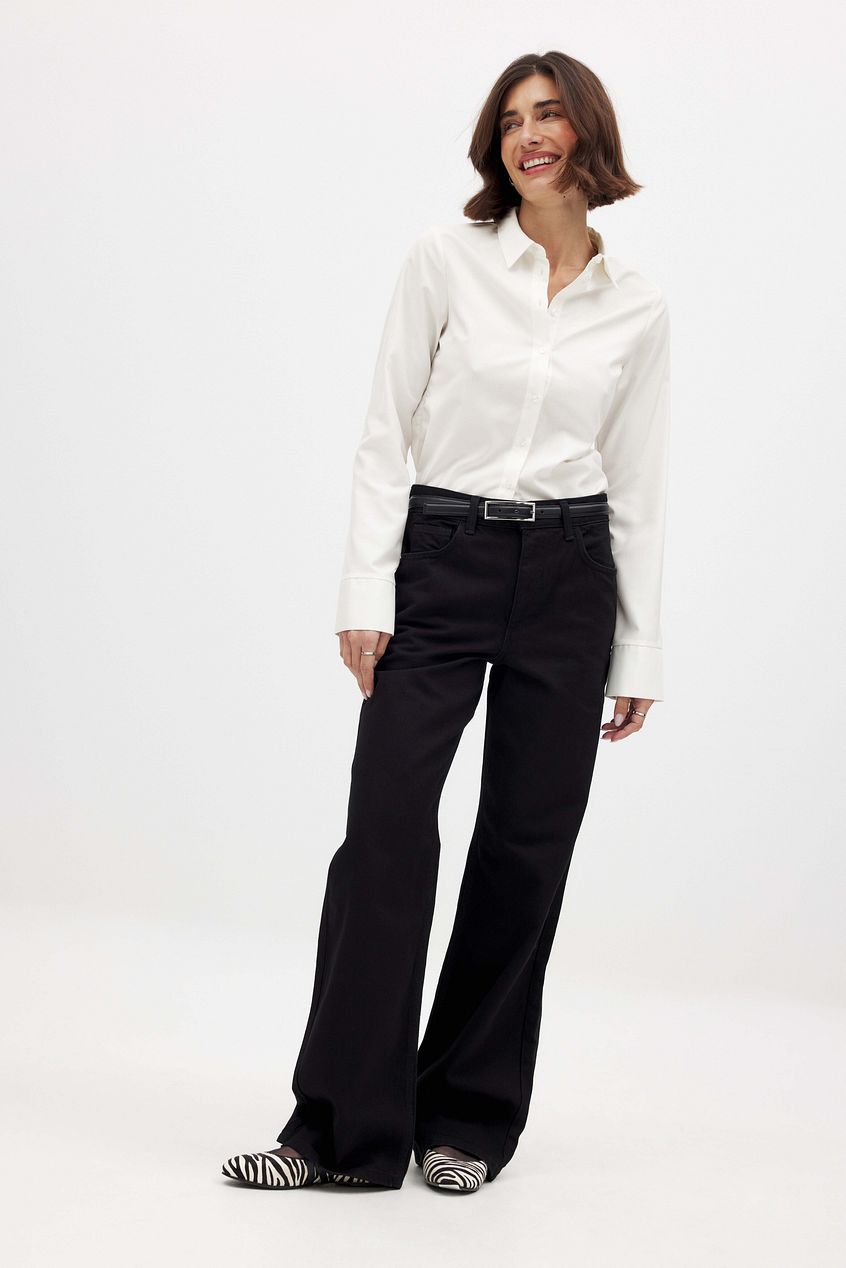 Women Mid Waist Straight Denim Jeans – Mid-Rise Straight Fit, Comfortable Everyday Denim | DOCACCA