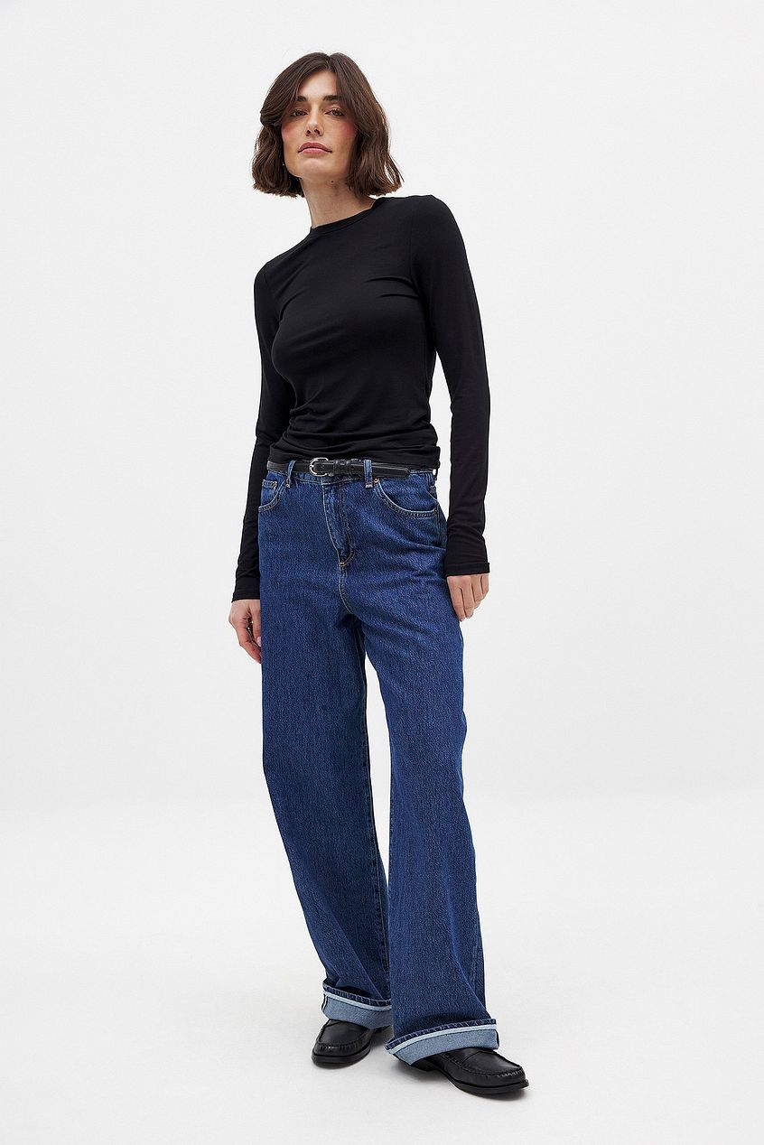 Women Fold Up Loose Denim – Relaxed Fit Cuffed Jeans for Pakistani Women | HB INDUSTRIES