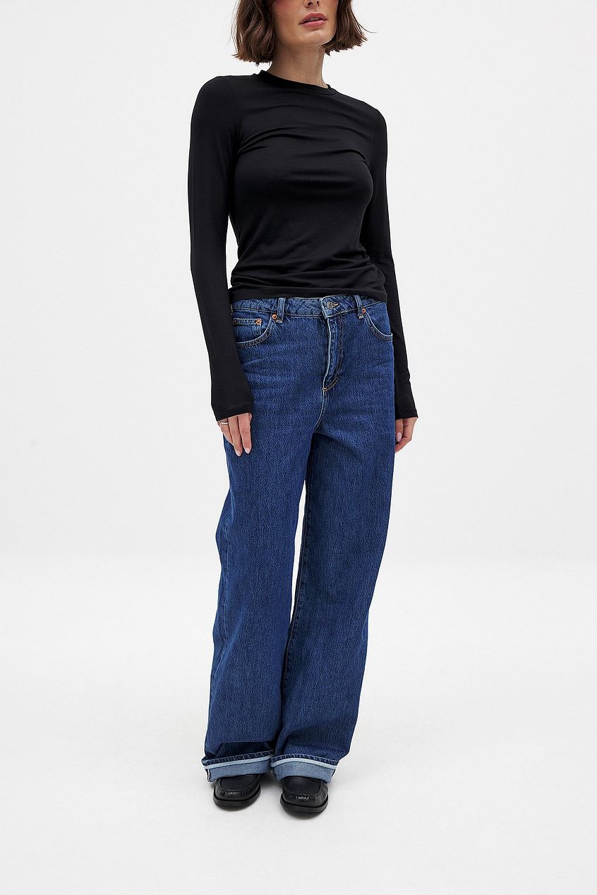 Women Fold Up Loose Denim – Relaxed Fit Cuffed Jeans for Pakistani Women | DOCACCA