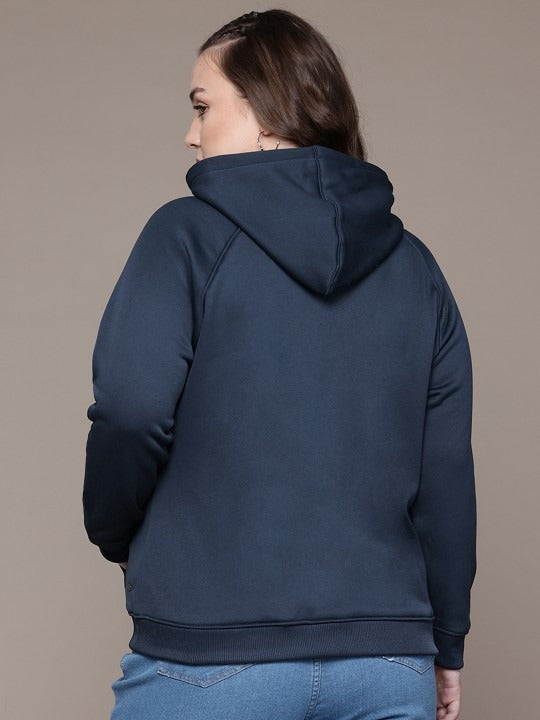 Women Navy Blue Solid Hooded Hoodie — Classic Cotton Pullover with Kangaroo Pocket | HB INDUSTRIES Pakistan