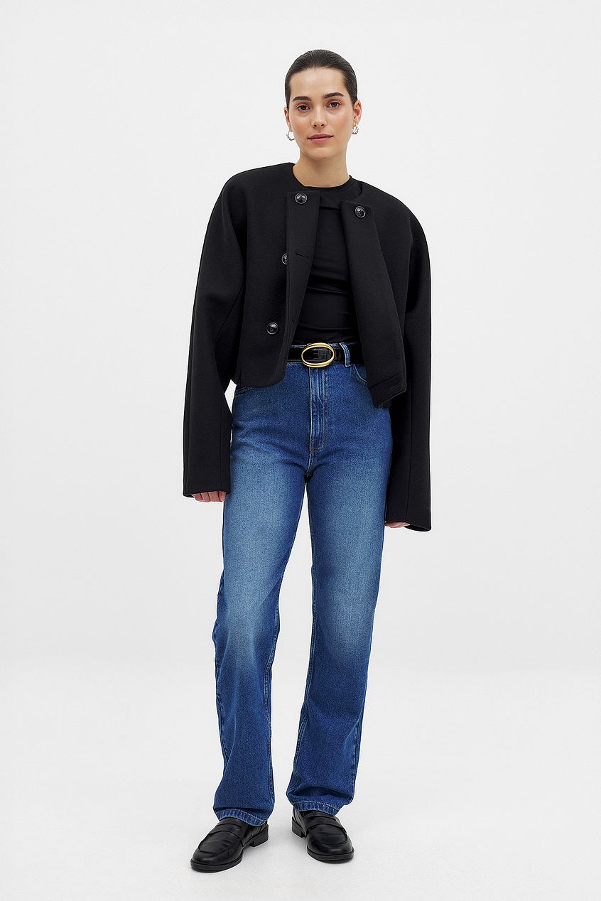 Women Straight High Waist Jeans – High-Rise Straight Leg Denim for Everyday Pakistan | DOCACCA