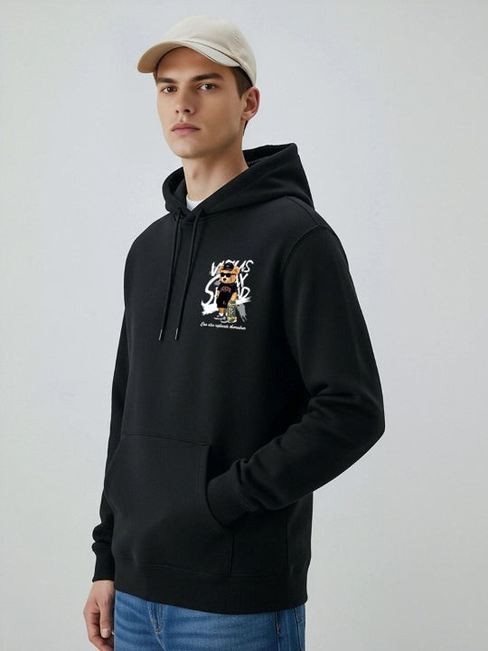 Men Graphic Printed Hooded Sweatshirt – Full Sleeve Cotton Fleece
