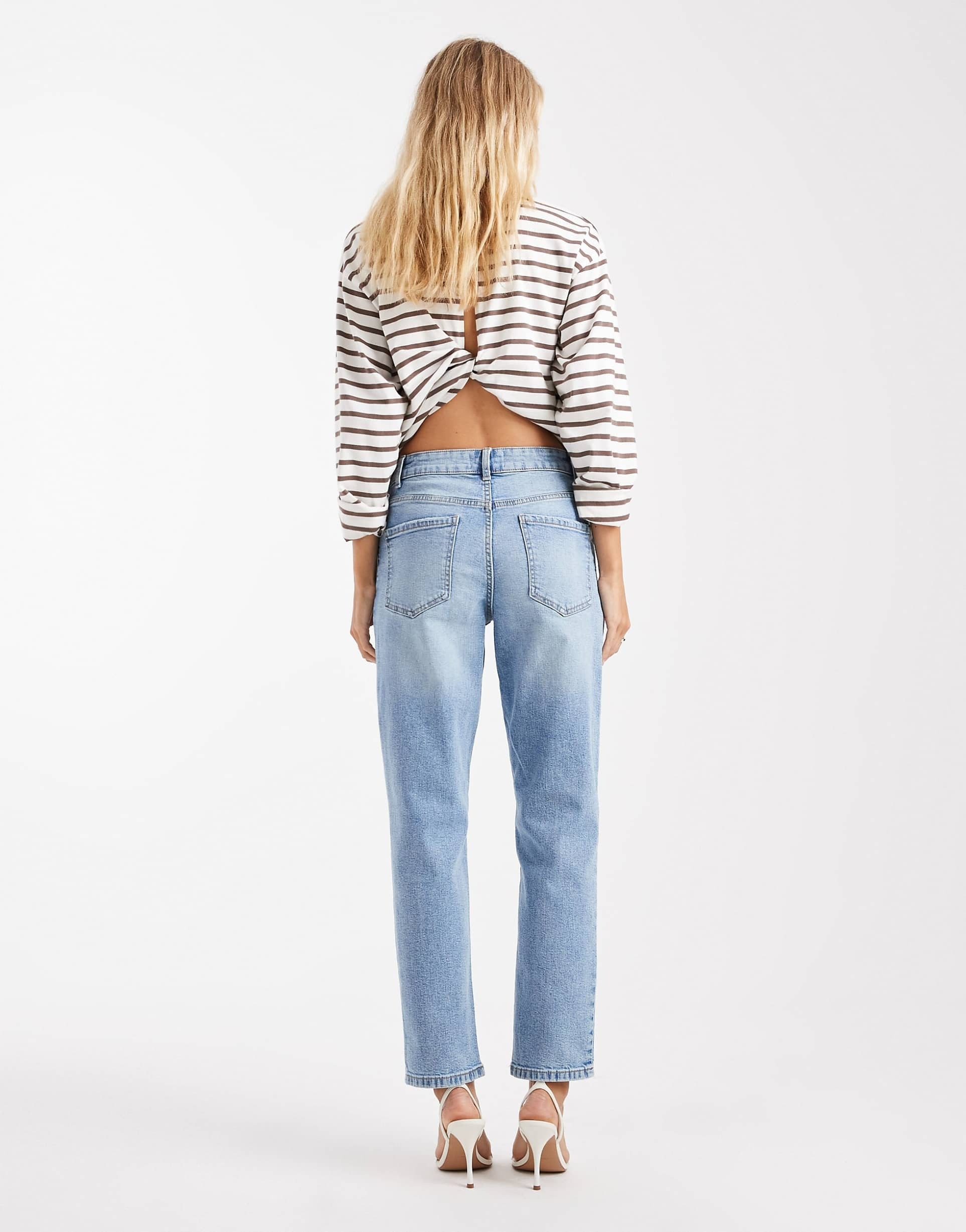 Mom Jeans in Mid Blue – High Waist Vintage Fit Denim for Women in Pakistan | DOCACCA