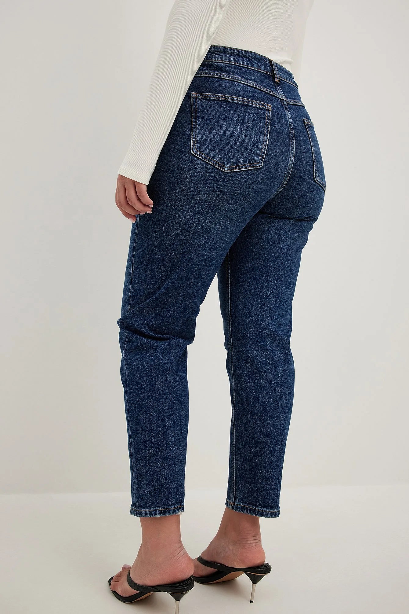 Mid Blue Mom High Waist Jeans - Classic & Comfortable