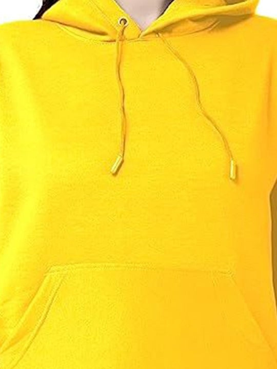 Women Yellow Hooded Hoodie — Bright Yellow Cotton Pullover with Kangaroo Pocket | HB INDUSTRIES Pakistan