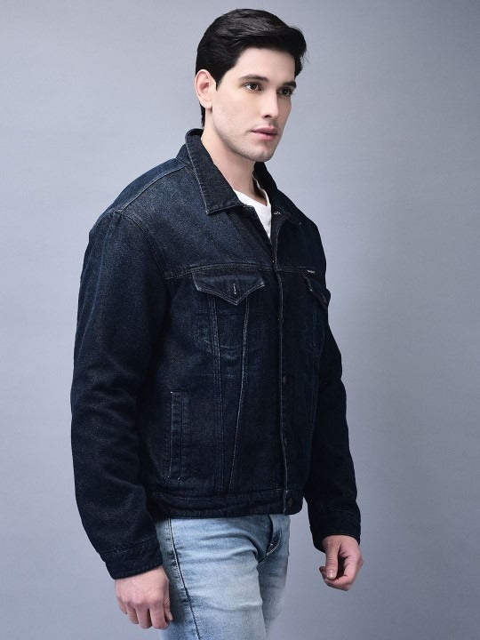 Men Spread Collar Solid Cotton Casual Denim Jacket – Breathable Outerwear for Pakistan | DOCACCA