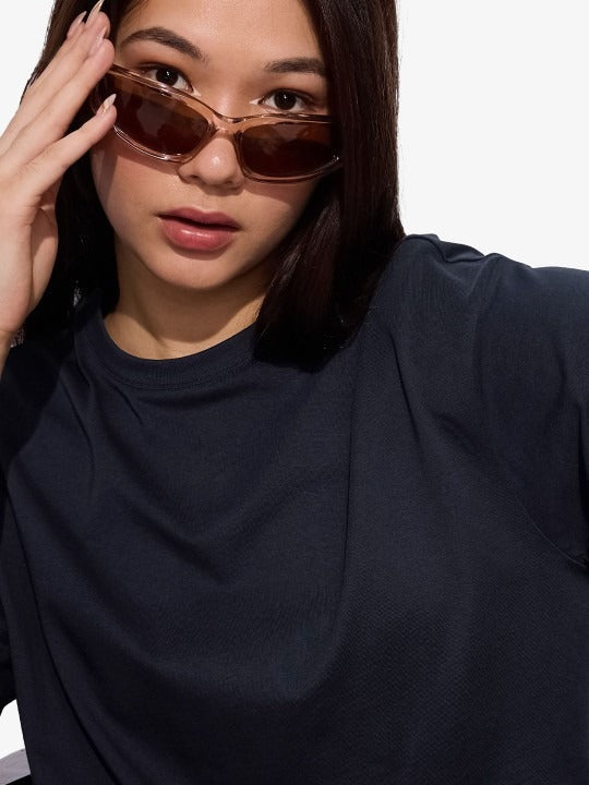 Women Solid Regular Sleeves Oversized T-Shirt – Casual Cotton Wear Pakistan