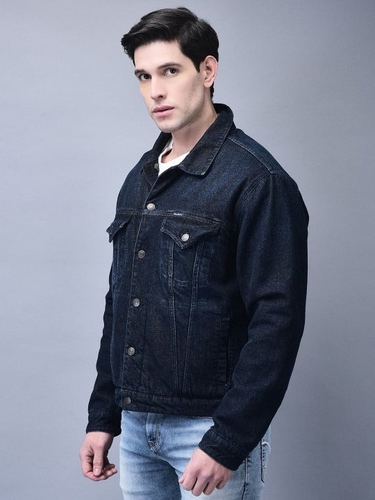 Men Spread Collar Solid Cotton Casual Denim Jacket – Breathable Outerwear for Pakistan | DOCACCA