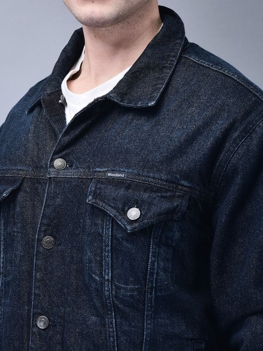 Men Spread Collar Solid Cotton Casual Denim Jacket – Breathable Outerwear for Pakistan | DOCACCA