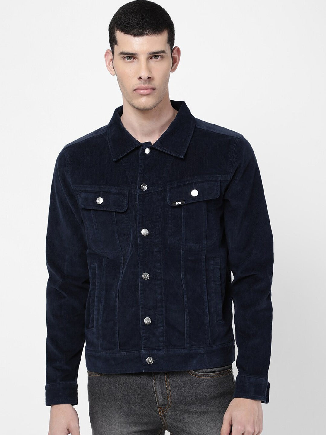 Men Navy Blue Washed Denim Jacket – Stylish Lightweight Outerwear for Pakistani Men | DOCACCA