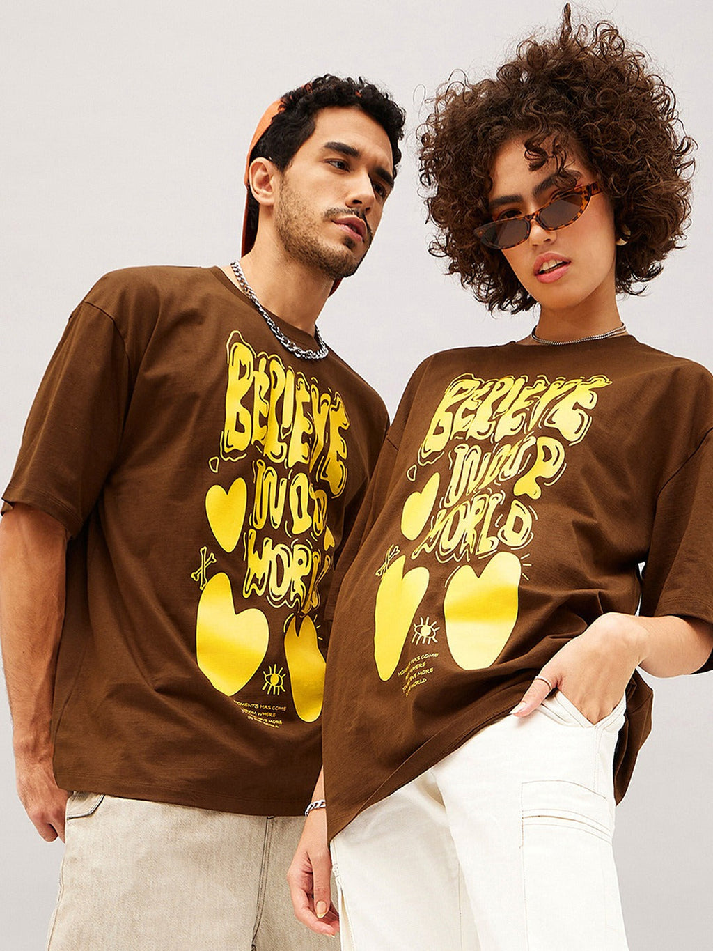 Unisex Brown Typography Printed Pure Cotton Oversized T-shirt – Premium Streetwear Style for Men & Women in Pakistan | DOCACCA