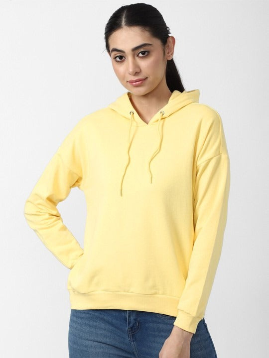 Women Yellow Hooded Hoodie — Bright Cotton Pullover with Kangaroo Pocket | HB INDUSTRIES Pakistan