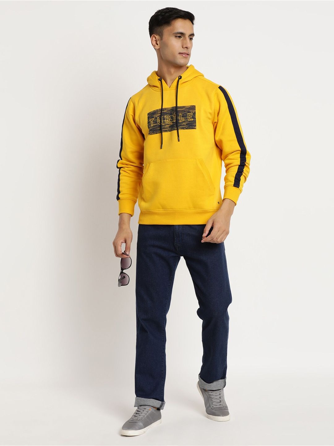 Men Typography Printed Hooded Sweatshirt – Stylish Cotton Hoodie for Winter in Pakistan | DOCACCA