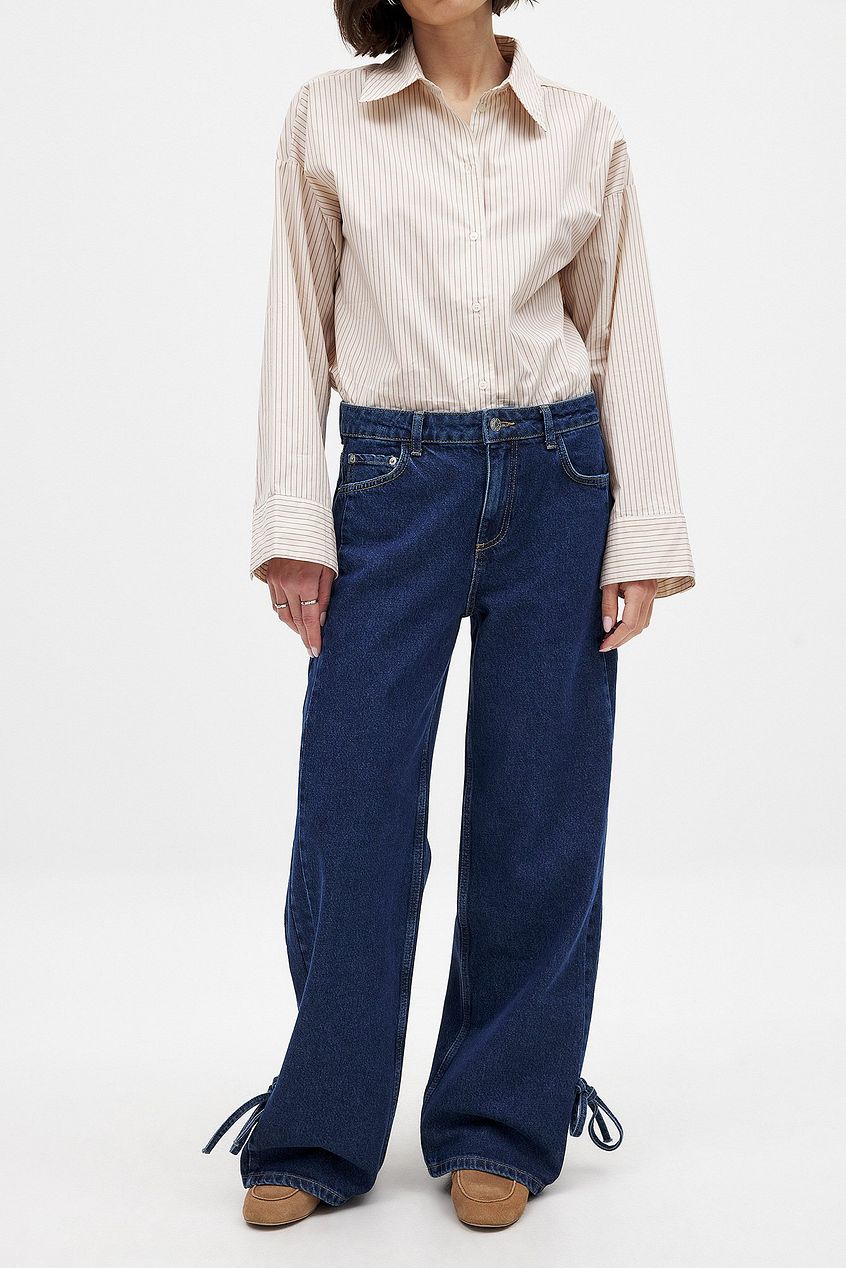 Women Tie Detail Denim Jeans – Tie-Front Waist Denim, Adjustable Fit & Fusion Style | DOCACCA