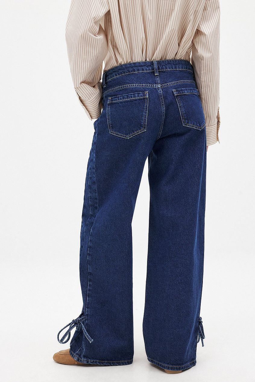 Women Tie Detail Denim Jeans – Tie-Front Waist Denim, Adjustable Fit & Fusion Style | DOCACCA