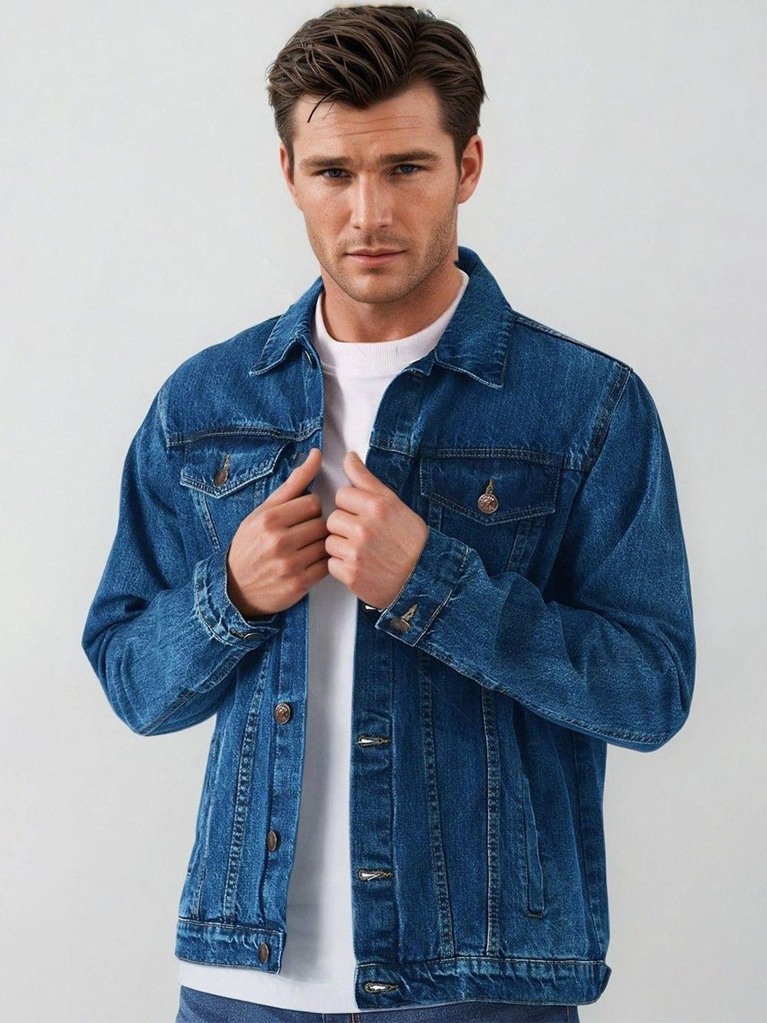 Men Solid Denim Jacket – Classic, Breathable Style for Pakistani Men | DOCACCA