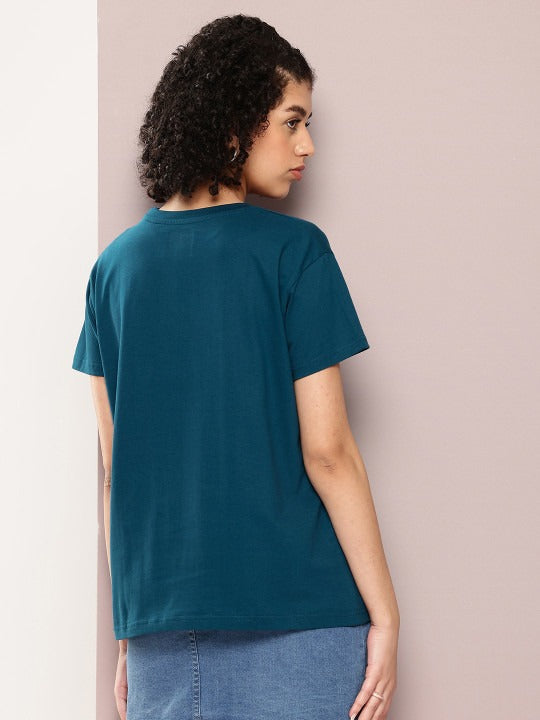 Women Typography Printed Boxy T-shirt – Trendy Cotton Casual Wear Pakistan