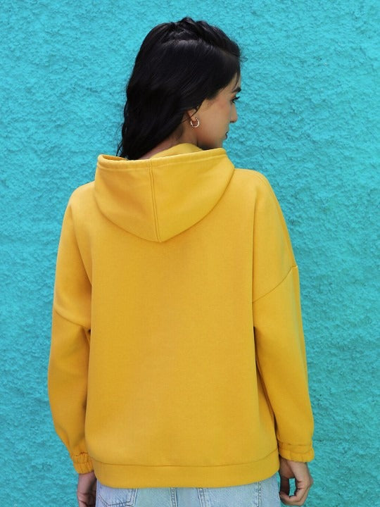 Women Yellow Hooded Hoodie — Bright Cotton Pullover with Kangaroo Pocket | HB INDUSTRIES Pakistan