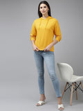 Pure Cotton Hooded Yellow Hoodie for Women — Soft Breathable Pullover with Kangaroo Pocket | HB INDUSTRIES Pakistan