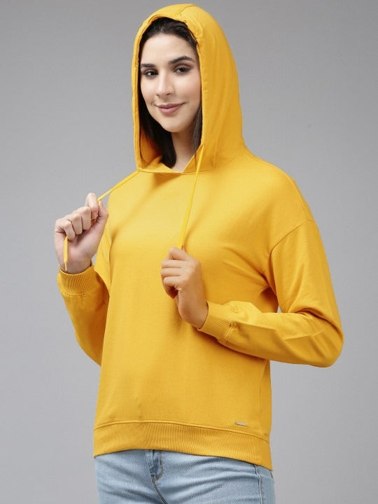 Pure Cotton Hooded Yellow Hoodie for Women — Soft Breathable Pullover with Kangaroo Pocket | HB INDUSTRIES Pakistan