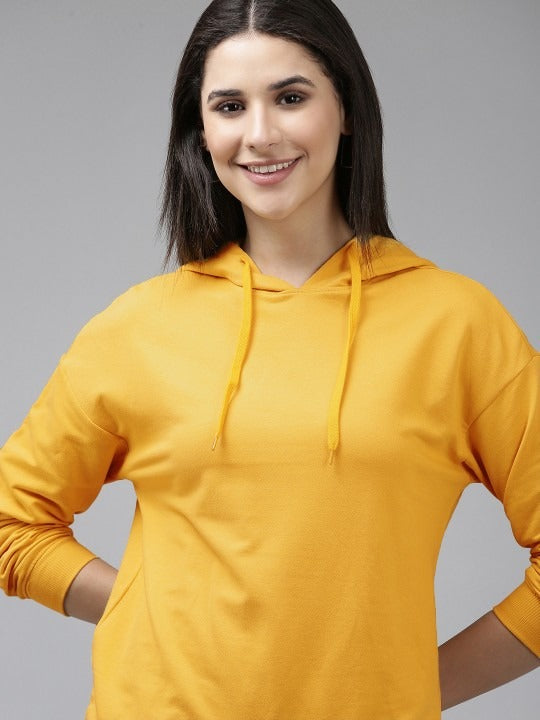 Pure Cotton Hooded Yellow Hoodie for Women — Soft Breathable Pullover with Kangaroo Pocket | HB INDUSTRIES Pakistan