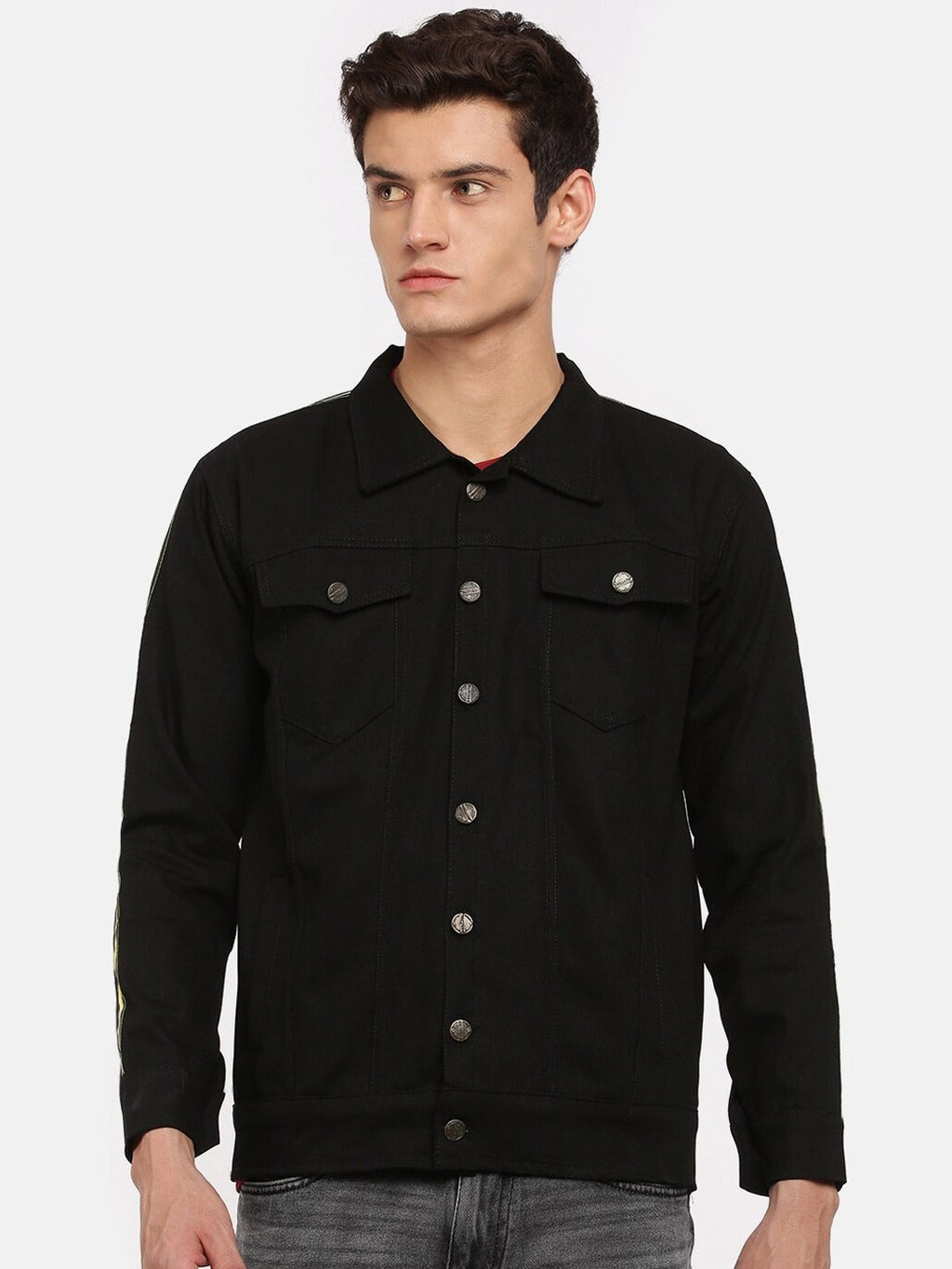 Men Spread Collar Cotton Denim Jacket – Breathable Urban Outerwear for Pakistani Climate | DOCACCA