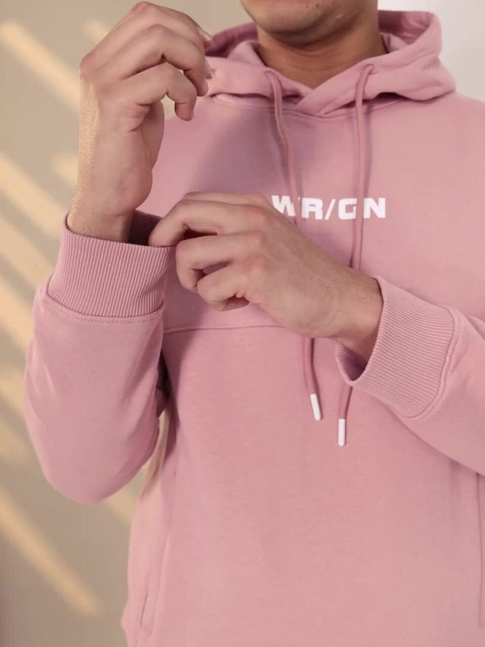 Men Pink Printed Hooded Pullover Sweatshirt – Stylish Cotton Hoodie for Winter in Pakistan | DOCACCA