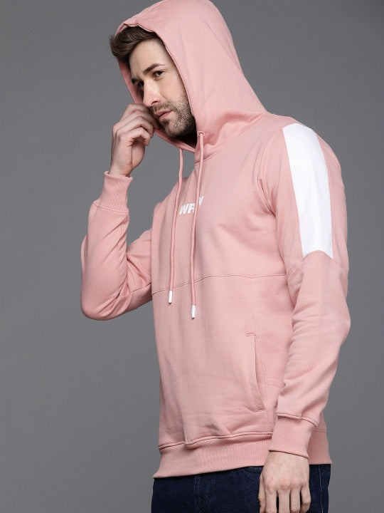 Men Pink Printed Hooded Pullover Sweatshirt – Stylish Cotton Hoodie for Winter in Pakistan | DOCACCA