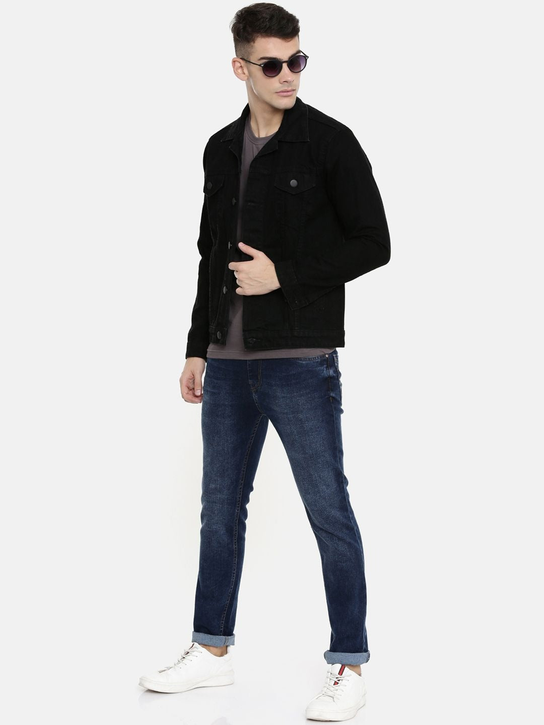 Men Black Solid Denim Jacket – Urban Cotton Outerwear for Pakistani Weather | DOCACCA