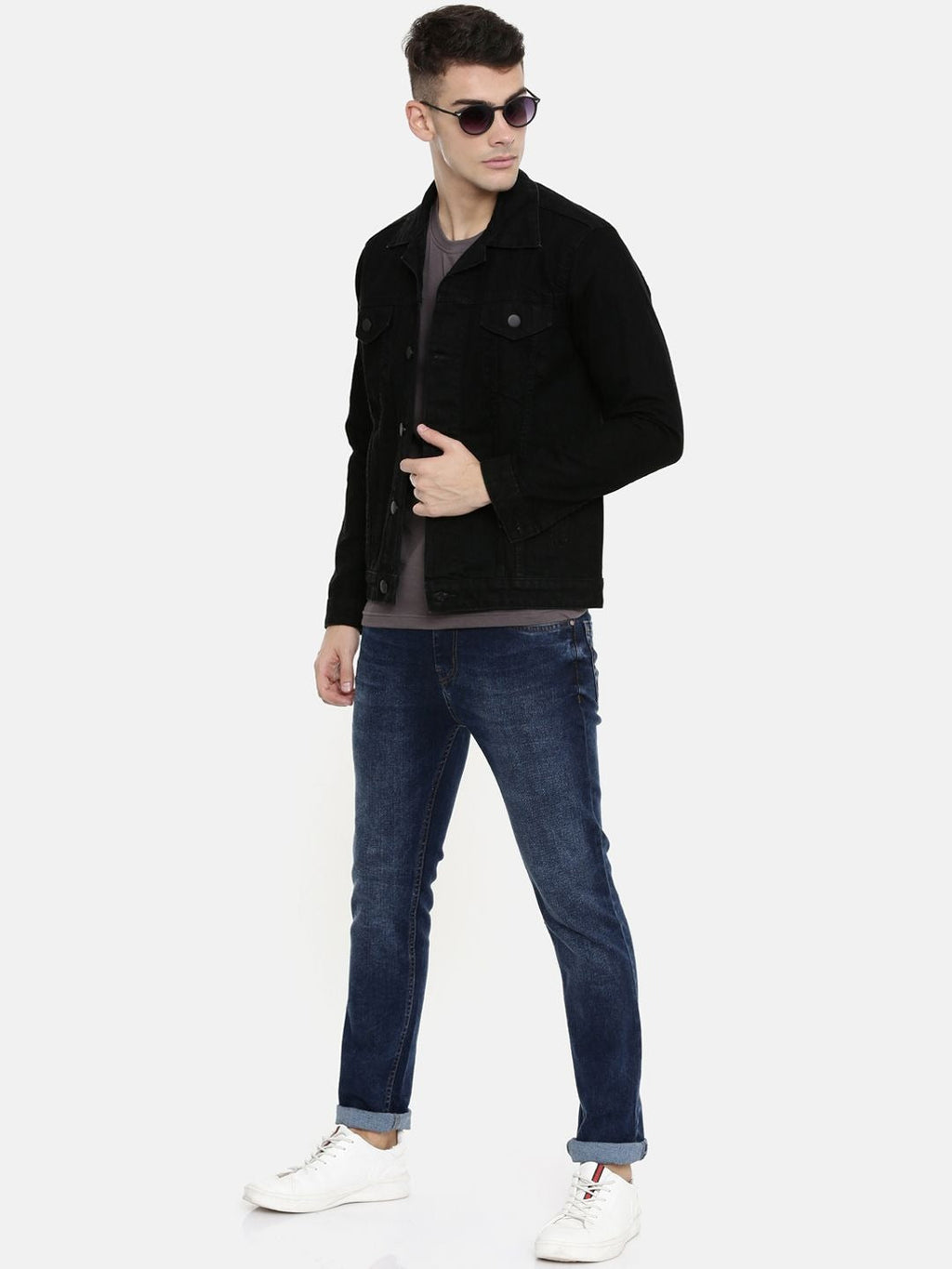 Men Black Solid Denim Jacket – Urban Cotton Outerwear for Pakistani Weather | DOCACCA